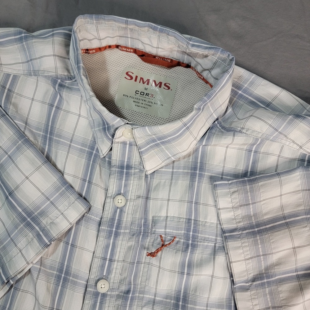 Simms COR3 Fishing Shirt Men's Medium Multicolor Short Sleeve Vented Utility